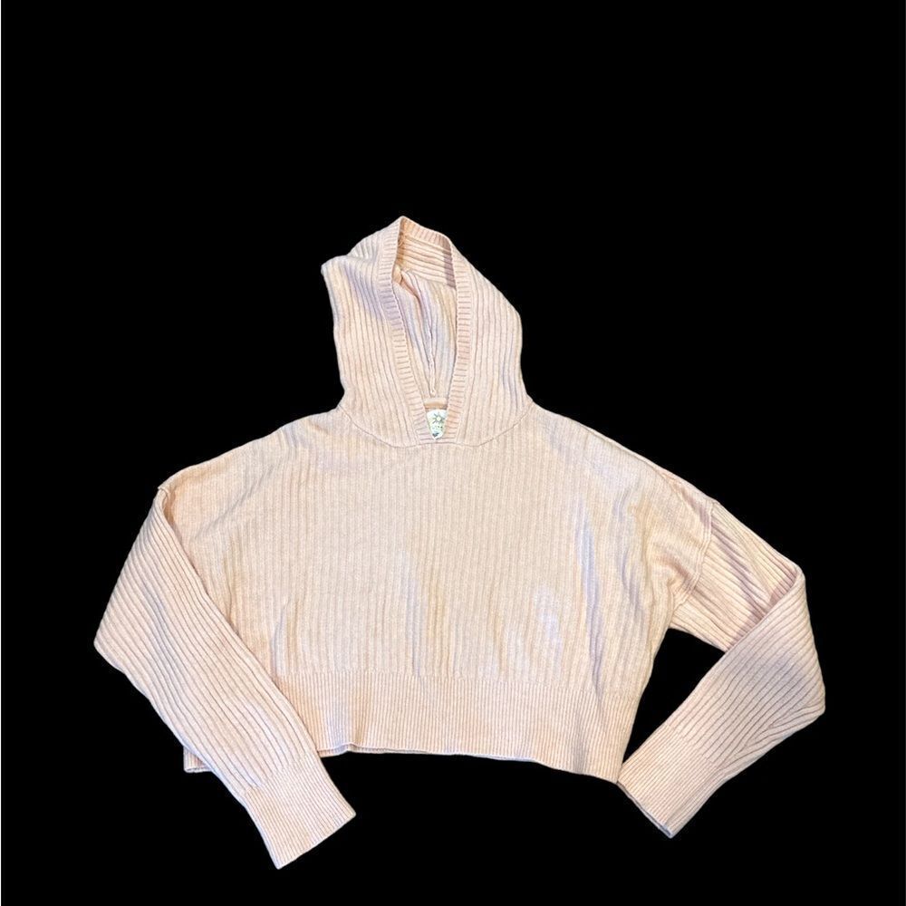 Aerie offline alpaca blend cropped hoody ribbed sweaterโpinkโL